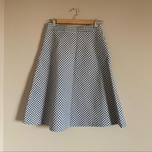 Midi A-line skirt, mini polka dot pattern